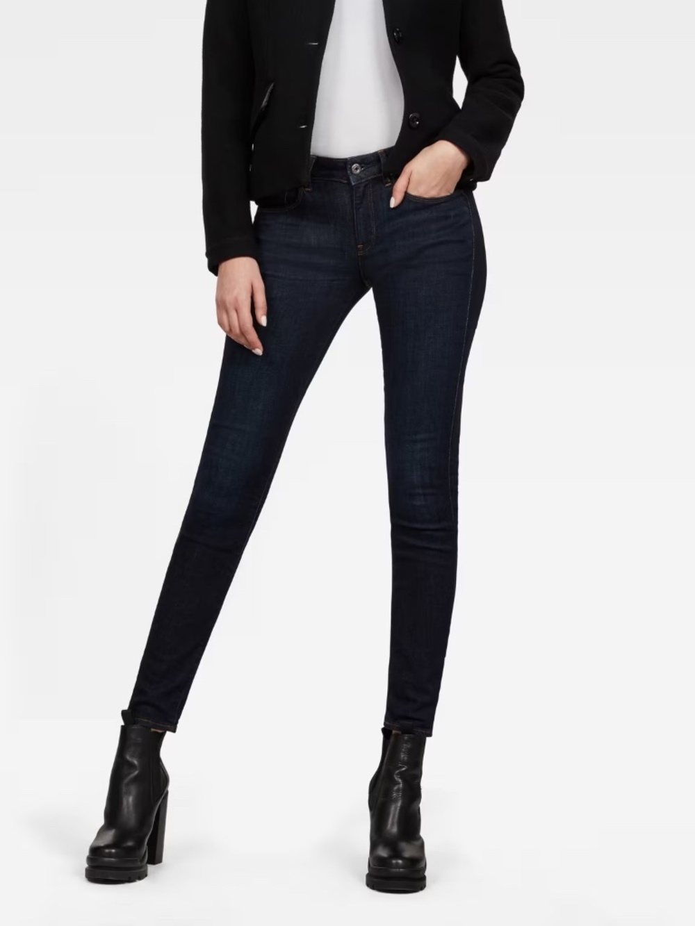 G-Star Raw 3301 Deconstructed Mid Waist Skinny Jeans Dark Wash W27 L32
